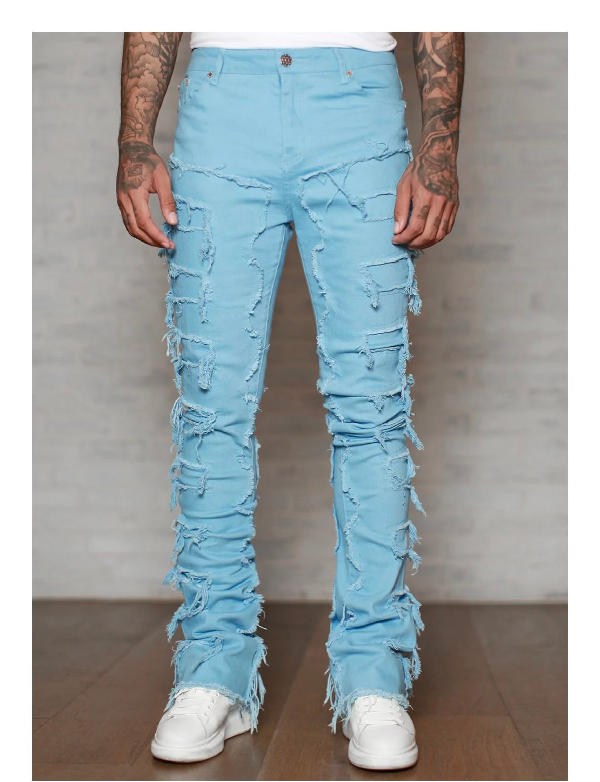 BLUE STACKED JEANS