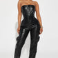 Fashion Nova The Right Time Faux Leather Jumpsuit.