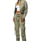 Smoke Raise Light olive utility pant set