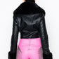 Crop biker jacket with fur