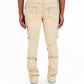 "NEVER LOOK BACK" WALNUT CREAM CARGO FLARE STACK DENIM