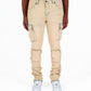 "NEVER LOOK BACK" WALNUT CREAM CARGO FLARE STACK DENIM