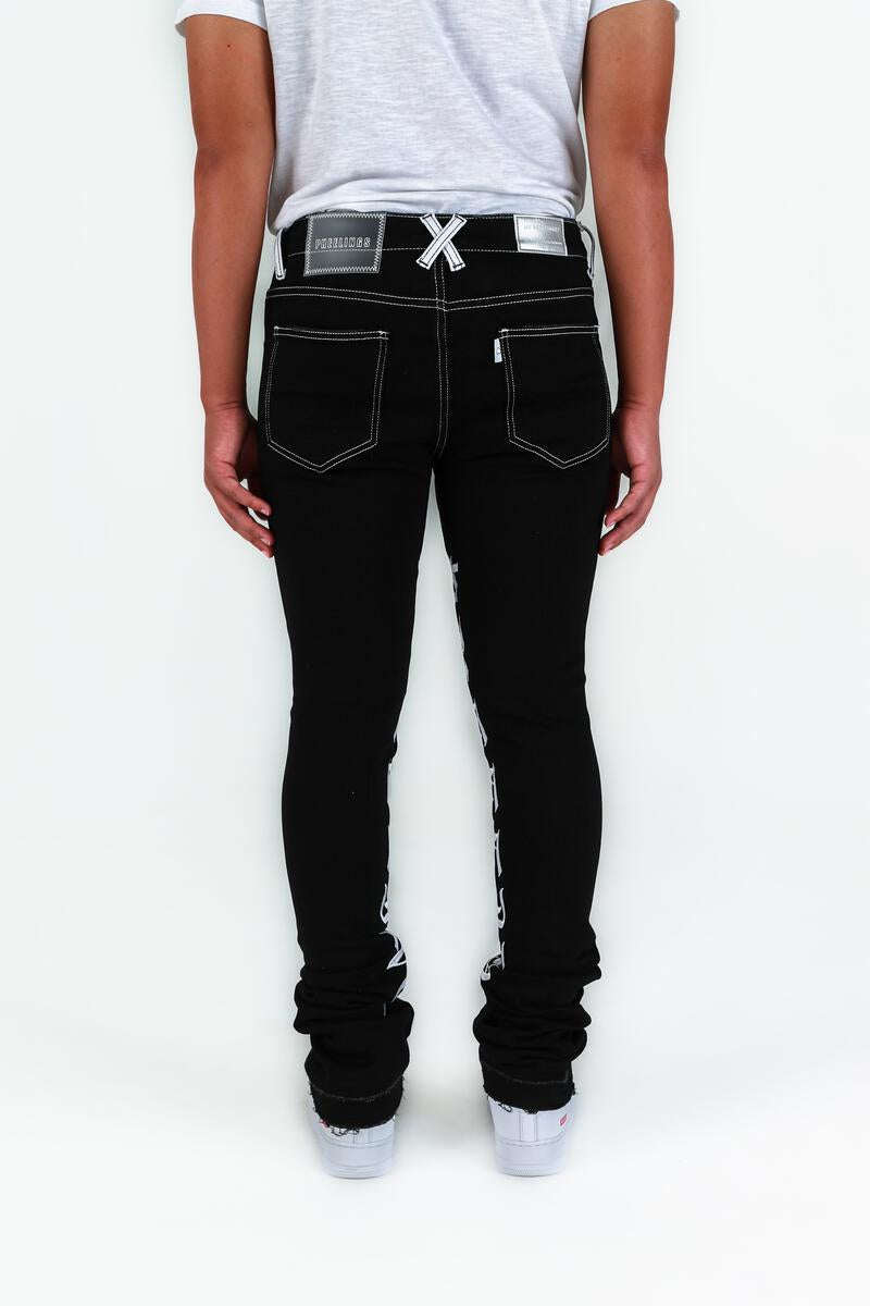 "AGAINST ALL ODDS" BLACK FLARE STACK DENIM
