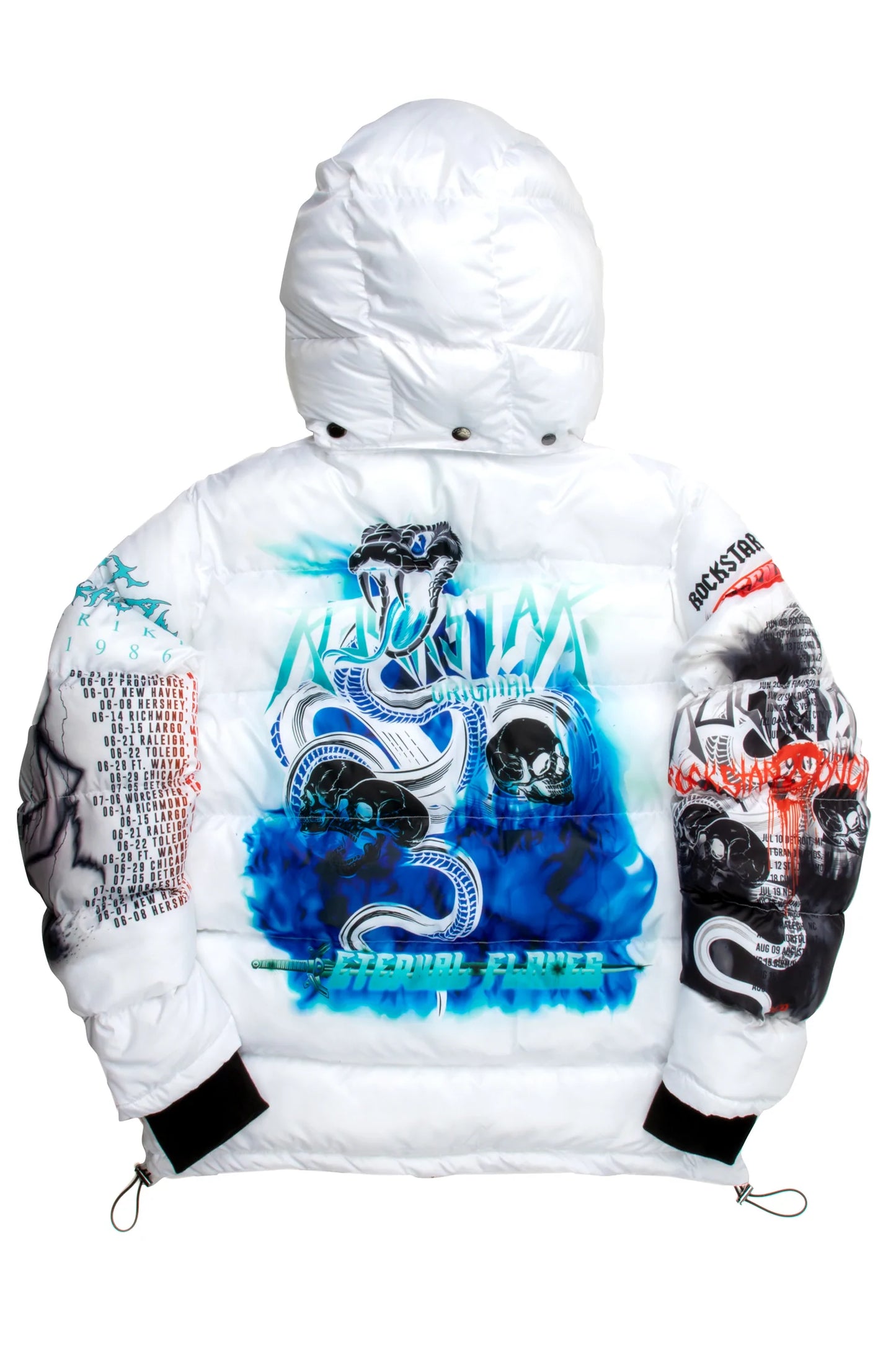 WHITE NASH GRAPHIC PRINT PUFFER JACKET