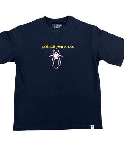 Politics Black Puff Print Spider Shirt