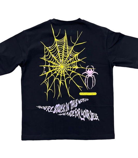 Politics Black Puff Print Spider Shirt